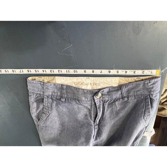 Dockers Womens Blue Linen-Blend Cropped Pants Size 8P Petite lagenlook beachy - Picture 6 of 13